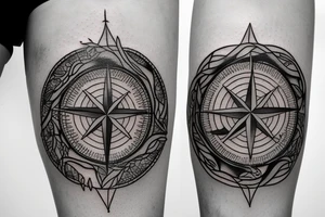Compass with overgrown tree roots tattoo idea