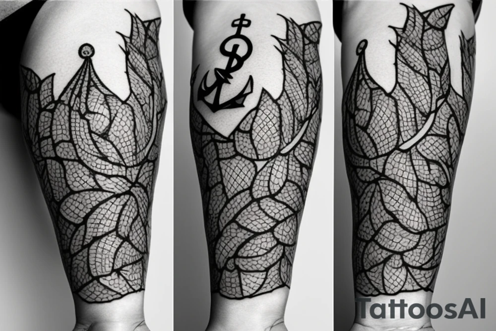 anchor with overgrowing roots tattoo idea