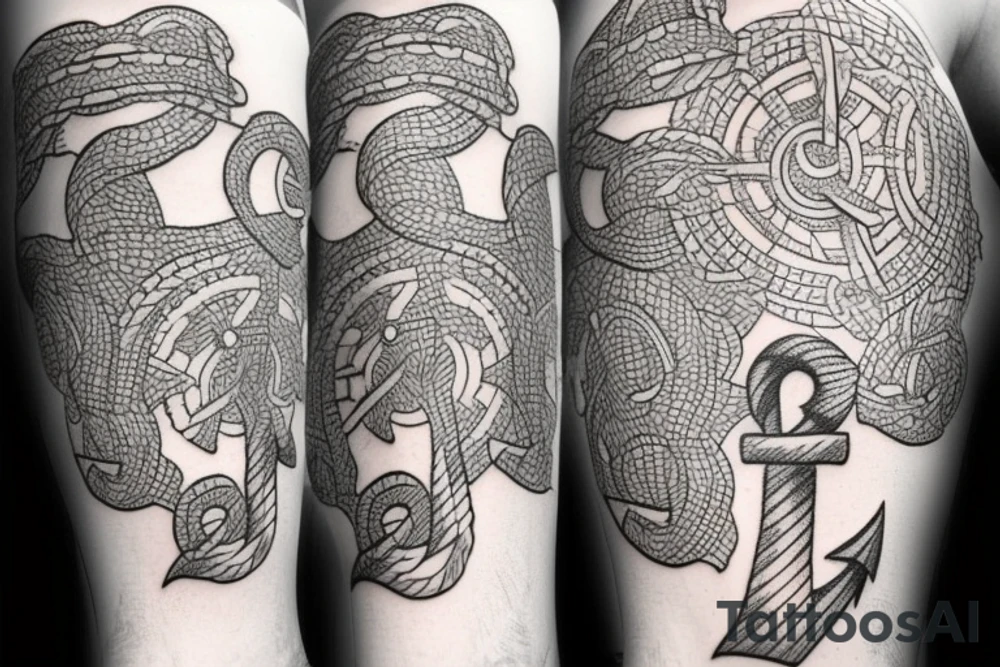 anchor with overgrowing roots tattoo idea