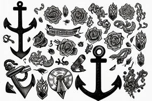 anchor with overgrowing roots tattoo idea