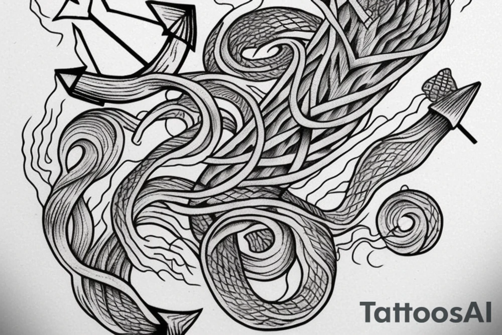 anchor with overgrown roots wrapped around tattoo idea