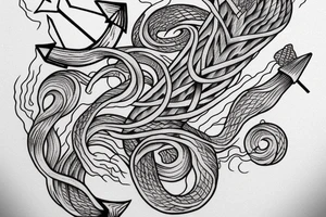 anchor with overgrown roots wrapped around tattoo idea