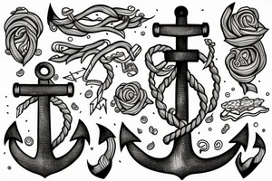 anchor with overgrown roots wrapped around tattoo idea