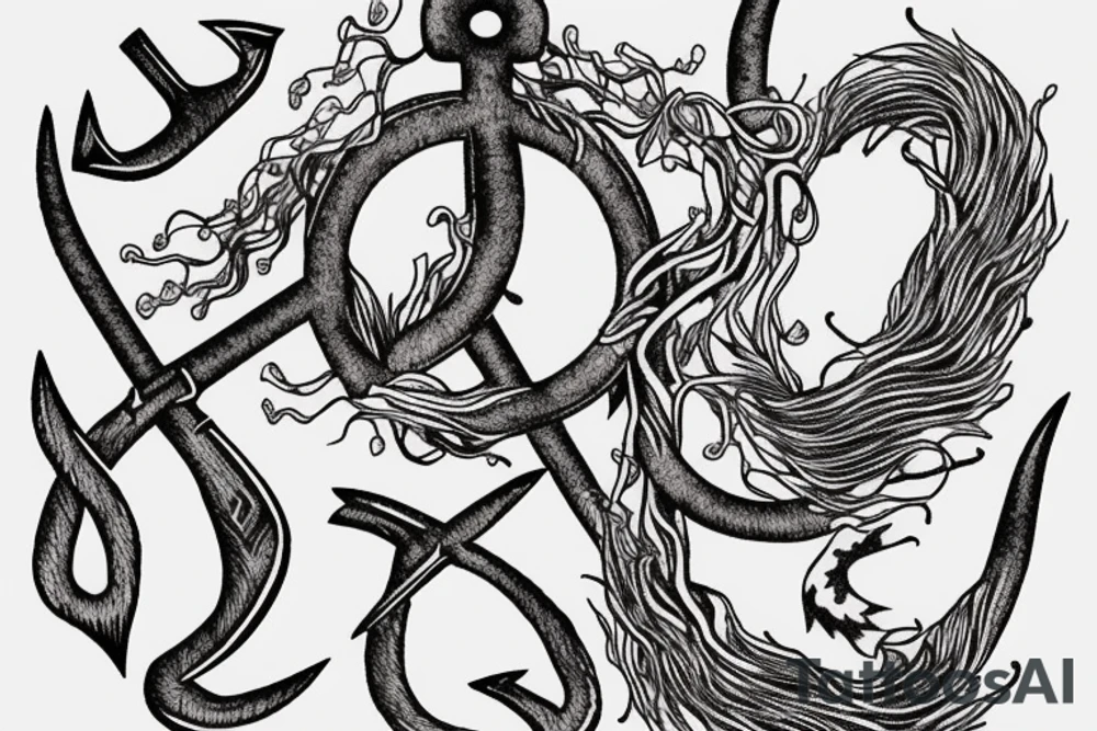 overgrown roots wrapped around anchor tattoo idea