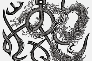 overgrown roots wrapped around anchor tattoo idea