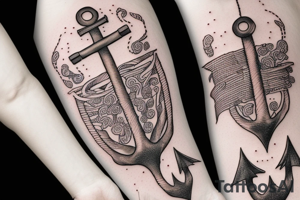 overgrown roots wrapped around anchor tattoo idea