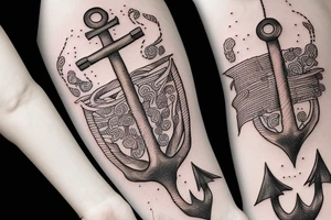 overgrown roots wrapped around anchor tattoo idea