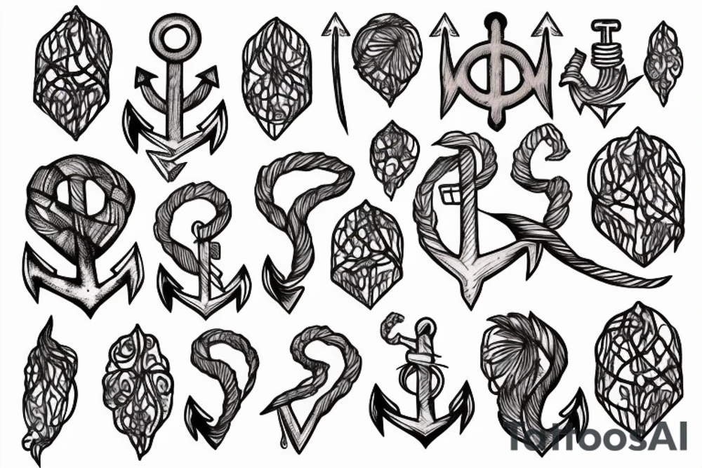 overgrown roots wrapped around anchor tattoo idea