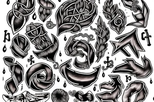 overgrown roots wrapped around anchor tattoo idea