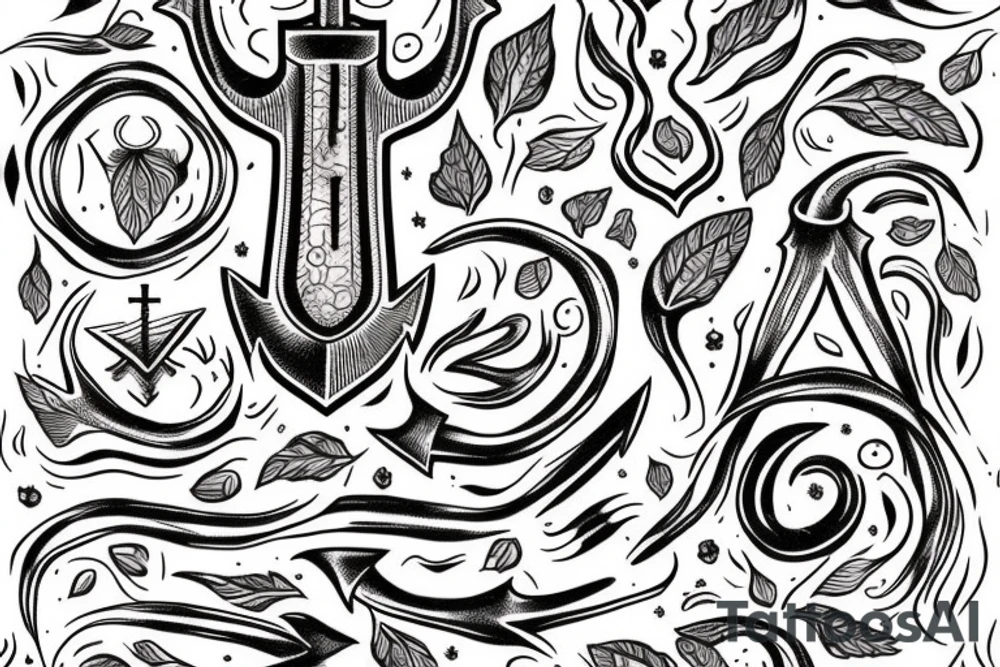 overgrown roots around anchor tattoo idea