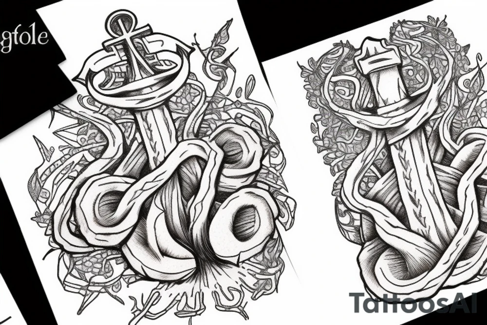 overgrown roots on anchor tattoo idea