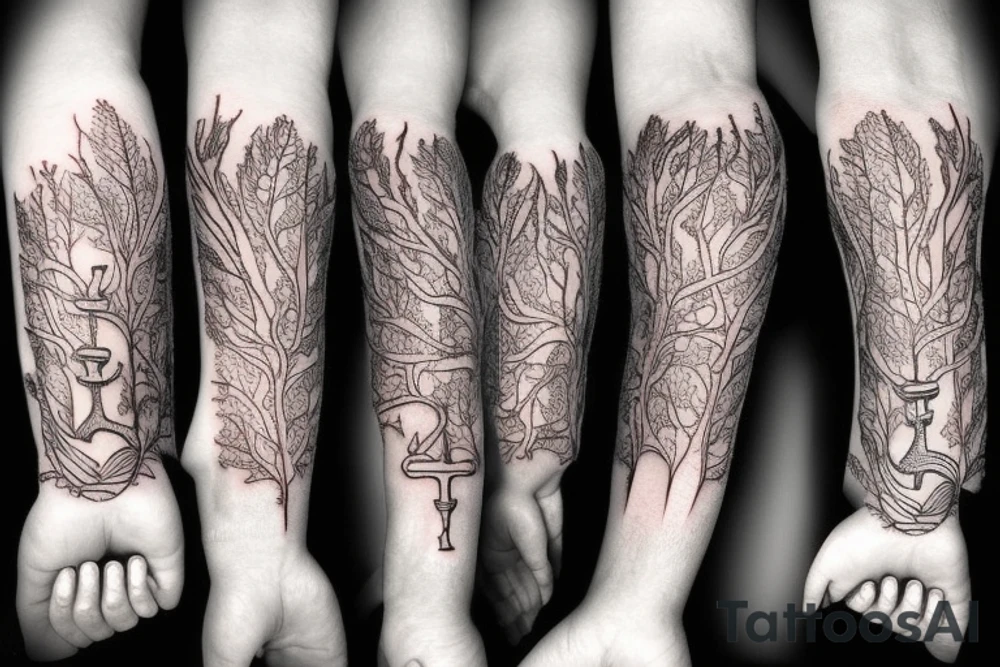 overgrown roots on anchor tattoo idea