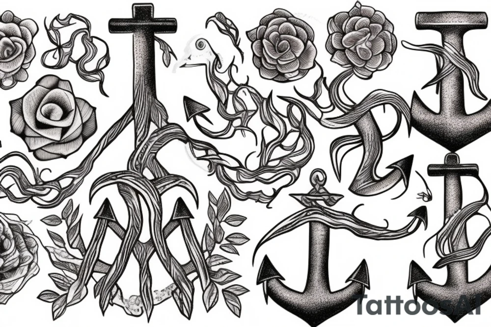 overgrown roots on anchor tattoo idea