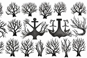 Tree roots on anchor tattoo idea