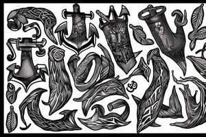 roots on anchor tattoo idea