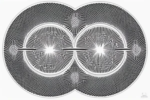 circle made in dotwork with hole in the midle, gap between dots is getting bigger the further from the center, circle made in black and white and red flames are over the circle tattoo idea