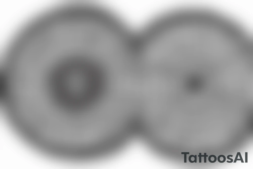 circle made in dotwork with hole in the midle, gap between dots is getting bigger the further from the center, circle made in black and white and red flames are over the circle tattoo idea