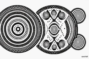 circle made in dotwork with hole in the midle, gap between dots is getting bigger the further from the center, circle made in black and white and red flames are over the circle tattoo idea