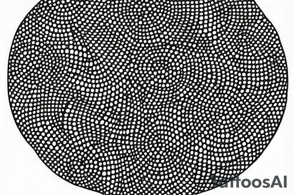 circle made in dotwork with hole in the midle, gap between dots is getting bigger the further from the center tattoo idea