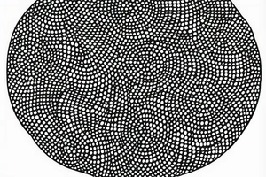 circle made in dotwork with hole in the midle, gap between dots is getting bigger the further from the center tattoo idea