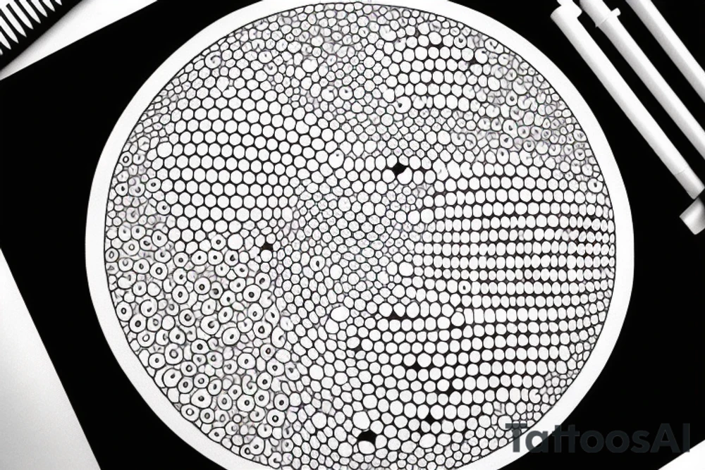 circle made in dotwork, circle has hole in the midle, gap between dots is getting bigger the further from the center tattoo idea