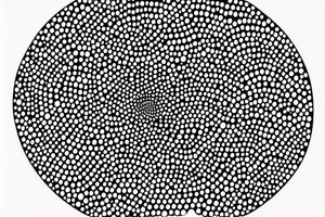 circle made with black dots, circle has hole in the midle, gap between dots is getting bigger the further from the center tattoo idea