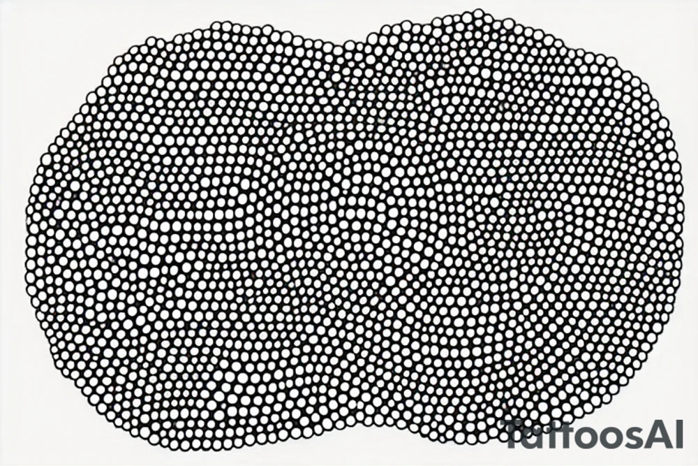 circle made with black dots, circle has white hole in the midle, gap between dots is getting bigger the further from the center tattoo idea