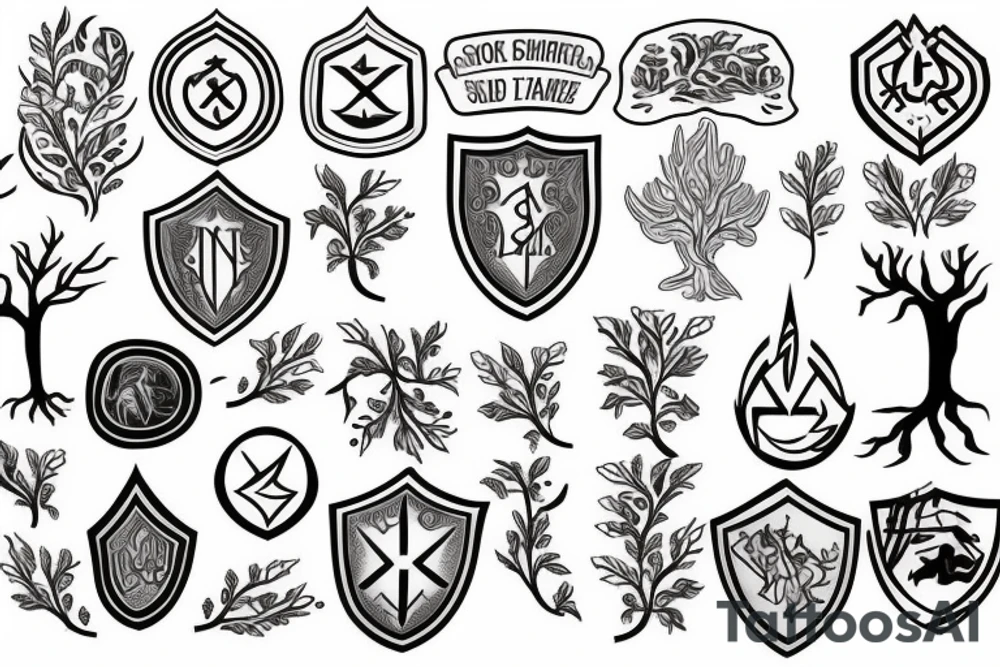 Shield and oak tree tattoo idea