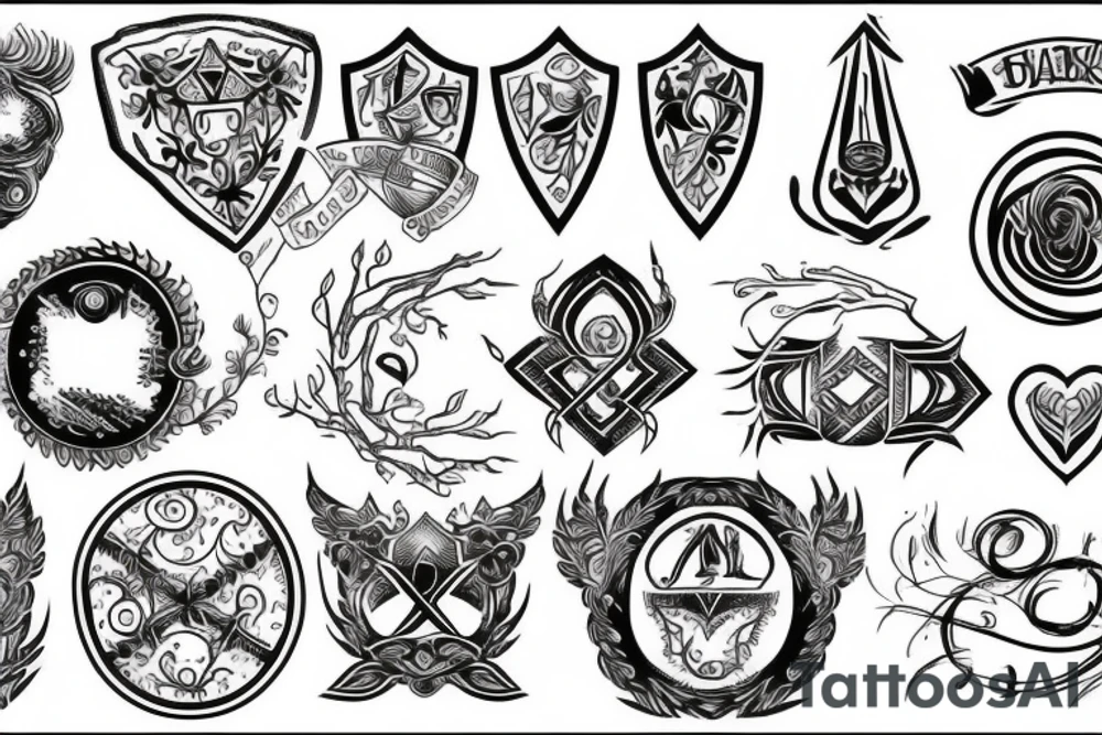 Shield and oak tree tattoo idea