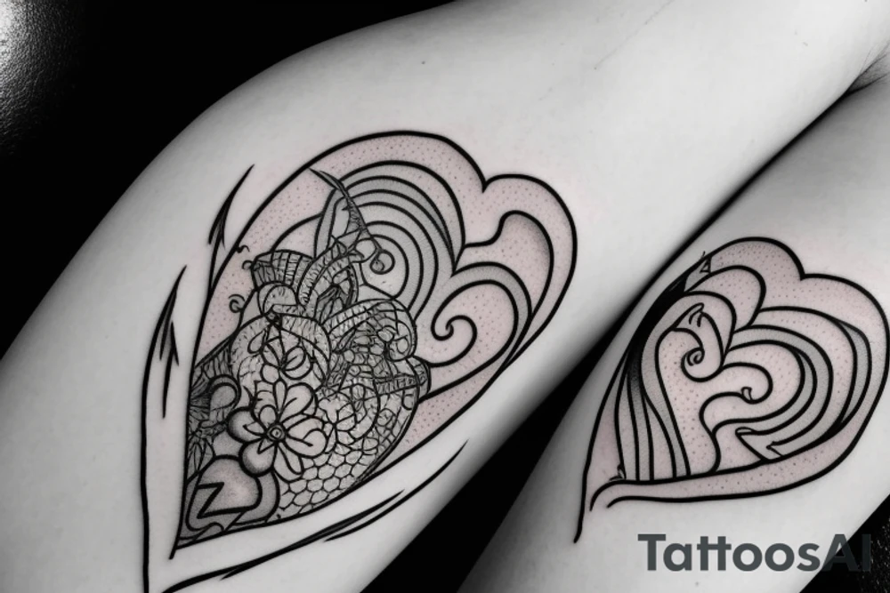 Lightning storm heart tattoo idea