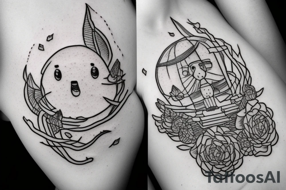 Lightning around heart tattoo idea