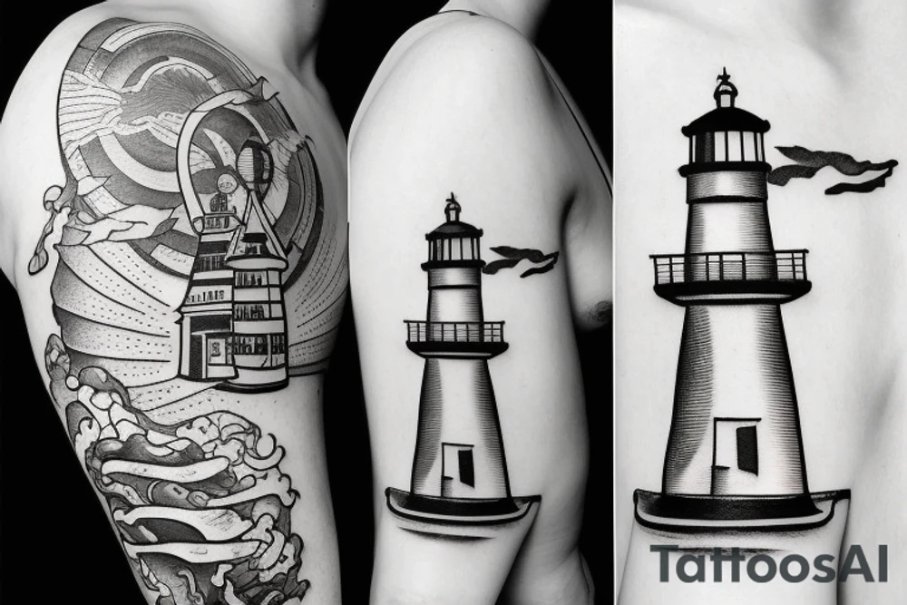 Lighthouse with ship tattoo idea