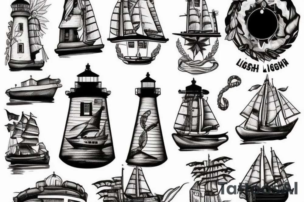Lighthouse with ship tattoo idea