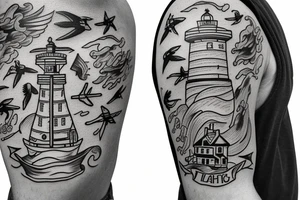 Lighthouse with ship tattoo idea