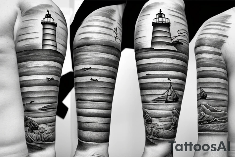 Lighthouse with ship tattoo idea