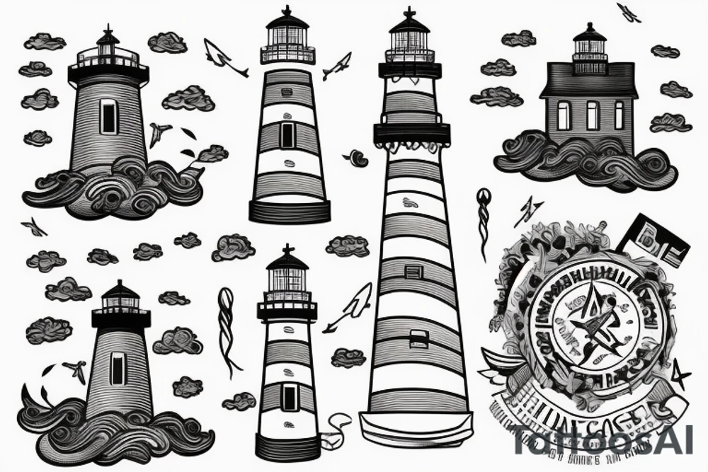 Lighthouse with ship tattoo idea