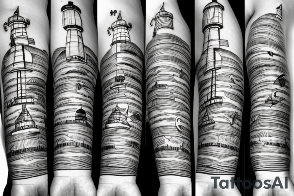 Lighthouse with ship tattoo idea