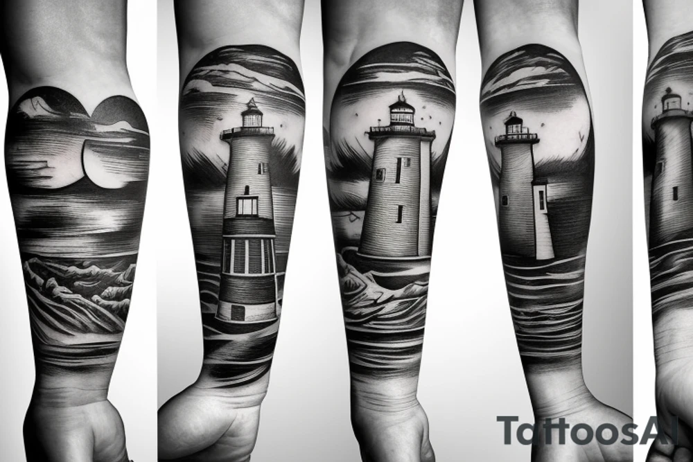 Lighthouse with ship tattoo idea