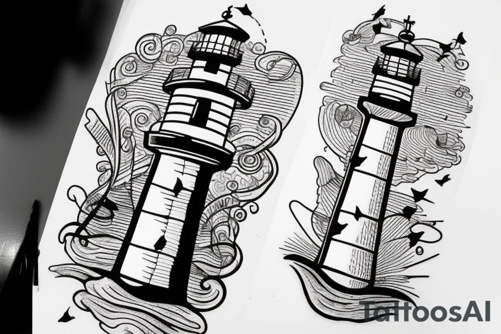 Lighthouse with ship tattoo idea