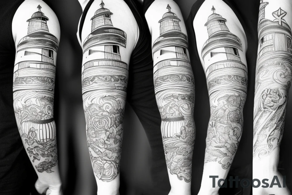 Lighthouse with ship tattoo idea