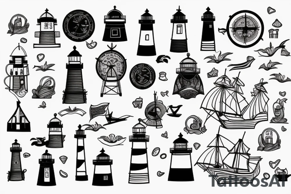 Lighthouse with ship tattoo idea