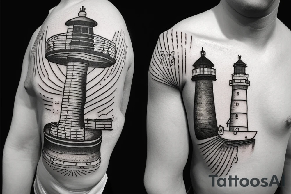 Lighthouse with ship tattoo idea