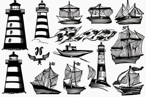 Lighthouse with ship tattoo idea