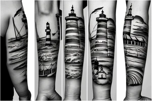 Lighthouse with ship in background tattoo idea