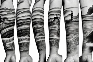 Lighthouse with ship in background tattoo idea