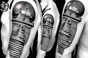 Lighthouse with ship in background tattoo idea