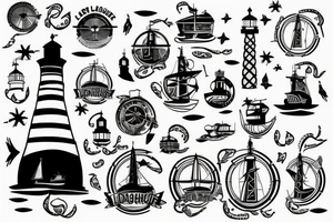 Lighthouse with ship in background tattoo idea