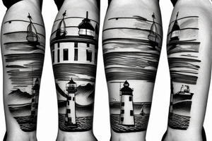 Lighthouse with ship in background tattoo idea