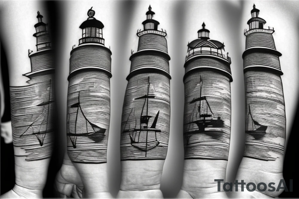 Lighthouse with ship in background tattoo idea