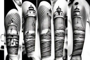 Lighthouse with ship in background tattoo idea